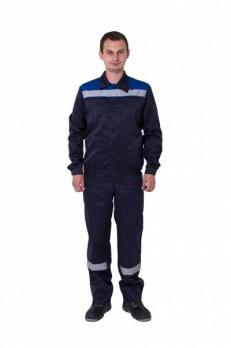 Костюм летний мужской рабочий Стандарт-2 с СОП (куртка + п/к) т.синий с васильком